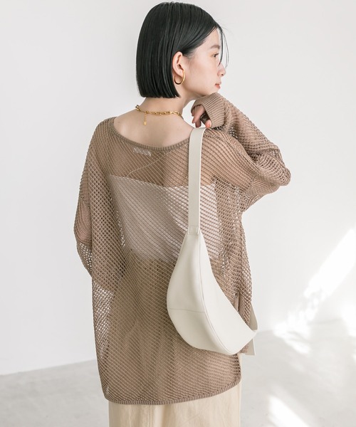 RIVE DROITE（リヴドロワ）の「ツイルメッシュニット（ニット/セーター・レディース・オレンジ/モカ/オフホワイト・FREE）」の18枚目の写真