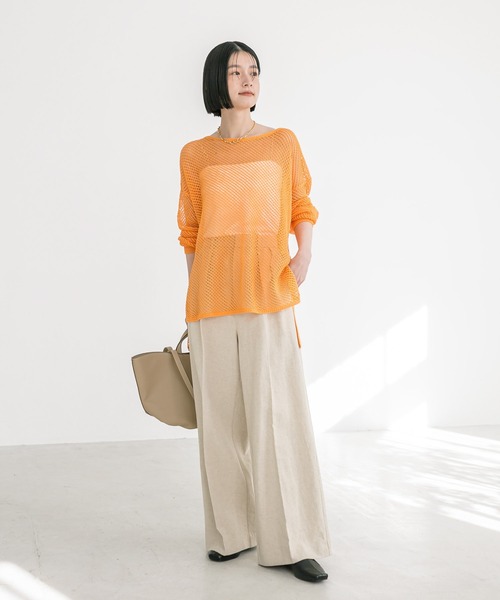 RIVE DROITE（リヴドロワ）の「ツイルメッシュニット（ニット/セーター・レディース・オレンジ/モカ/オフホワイト・FREE）」の20枚目の写真