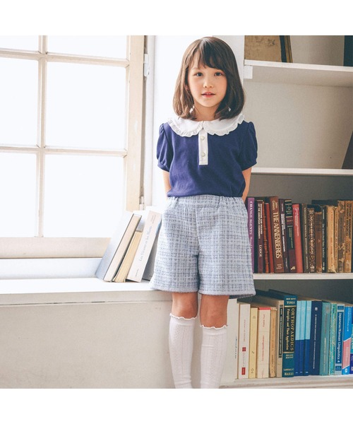 【セール】【お揃い】ラメツイードショートパンツ(90~150cm)（その他パンツ）｜BeBe（ベベ）