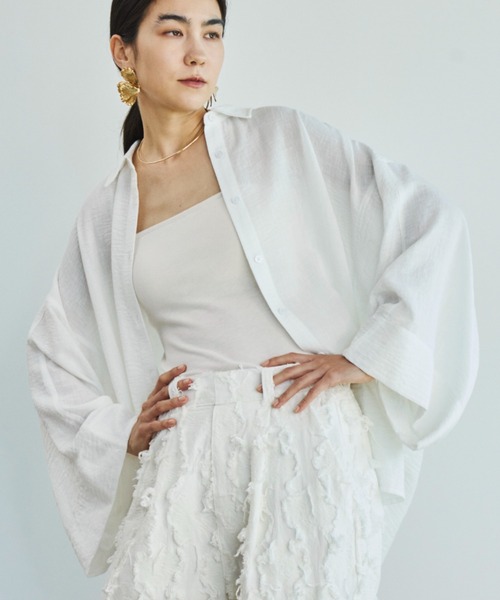 「NOBLE」 ドルマンスリーブシャツ FREE ホワイト レディース シャツ 「FVLMEN」ring scarf dolman sleeve shirt/リング