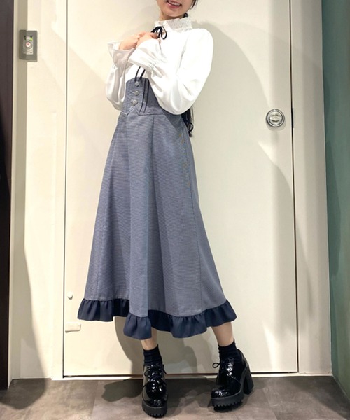 axes femme（アクシーズファム）の「ハイウエストドッキングワンピース（ワンピース・レディース・ベージュ/ブラック/グレー・FREE）」の2枚目の写真