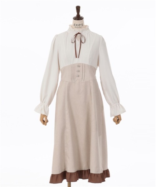 axes femme（アクシーズファム）の「ハイウエストドッキングワンピース（ワンピース・レディース・ベージュ/ブラック/グレー・FREE）」の17枚目の写真