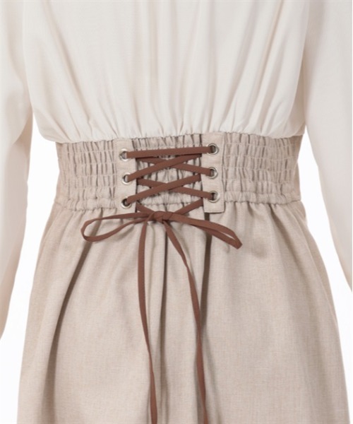 axes femme（アクシーズファム）の「ハイウエストドッキングワンピース（ワンピース・レディース・ベージュ/ブラック/グレー・FREE）」の14枚目の写真