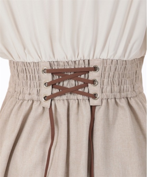 axes femme（アクシーズファム）の「ハイウエストドッキングワンピース（ワンピース・レディース・ベージュ/ブラック/グレー・FREE）」の4枚目の写真