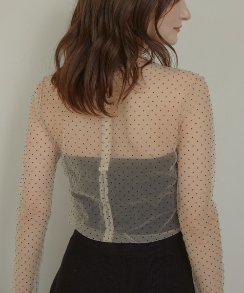 ACYM(アシーム)の「Dot sheer high neck ブラウス(シャツ/ブラウス・レディース・ブラック/ベージュ・FREE)」の10枚目の写真