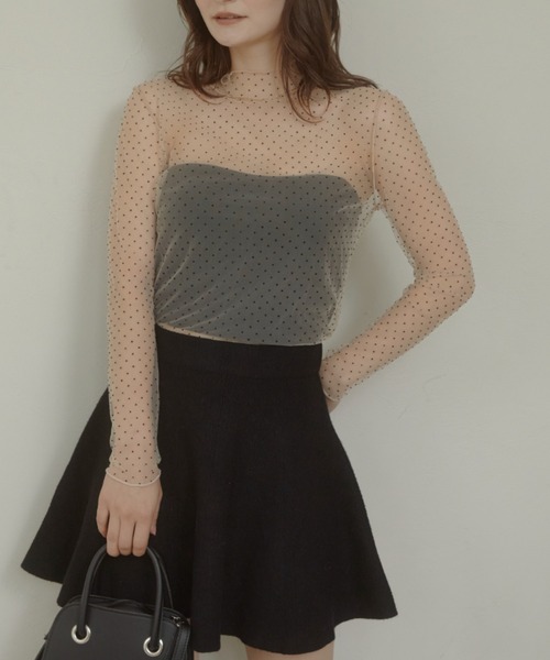 ACYM(アシーム)の「Dot sheer high neck ブラウス(シャツ/ブラウス・レディース・ブラック/ベージュ・FREE)」の15枚目の写真