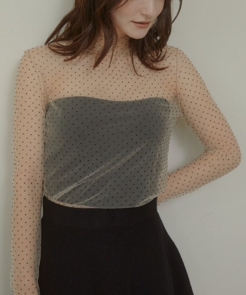ACYM(アシーム)の「Dot sheer high neck ブラウス(シャツ/ブラウス・レディース・ブラック/ベージュ・FREE)」の11枚目の写真