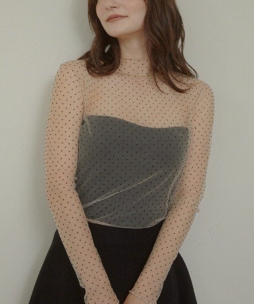 ACYM(アシーム)の「Dot sheer high neck ブラウス(シャツ/ブラウス・レディース・ブラック/ベージュ・FREE)」の8枚目の写真