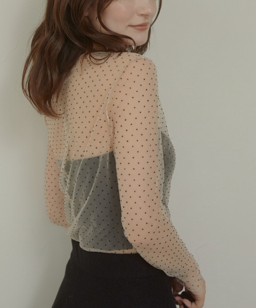 ACYM(アシーム)の「Dot sheer high neck ブラウス(シャツ/ブラウス・レディース・ブラック/ベージュ・FREE)」の9枚目の写真