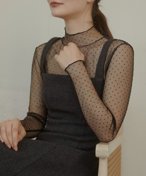 ACYM(アシーム)の「Dot sheer high neck ブラウス(シャツ/ブラウス・レディース・ブラック/ベージュ・FREE)」の21枚目の写真
