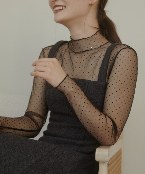 ACYM(アシーム)の「Dot sheer high neck ブラウス(シャツ/ブラウス・レディース・ブラック/ベージュ・FREE)」の22枚目の写真