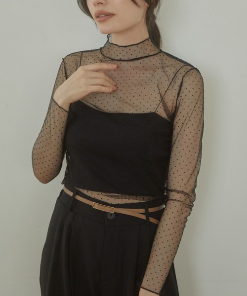 ACYM(アシーム)の「Dot sheer high neck ブラウス(シャツ/ブラウス・レディース・ブラック/ベージュ・FREE)」の3枚目の写真