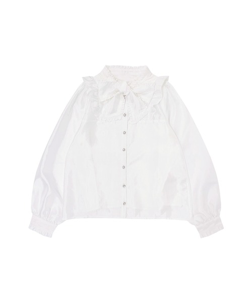 Honey Cinnamon（ハニーシナモン）の「フリルリボンボウタイブラウス（シャツ/ブラウス・レディース・ホワイト/ピンク・FREE）」の5枚目の写真