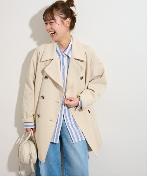 JOURNAL STANDARD relume(ジャーナルスタンダード レリューム)の「《追加3》ショートトレンチコート(トレンチコート・レディース・ネイビー/ベージュ/アイボリー・38/36)」の7枚目の写真