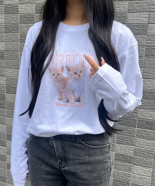 セール】子猫オーバーサイズロンT（Tシャツ/カットソー