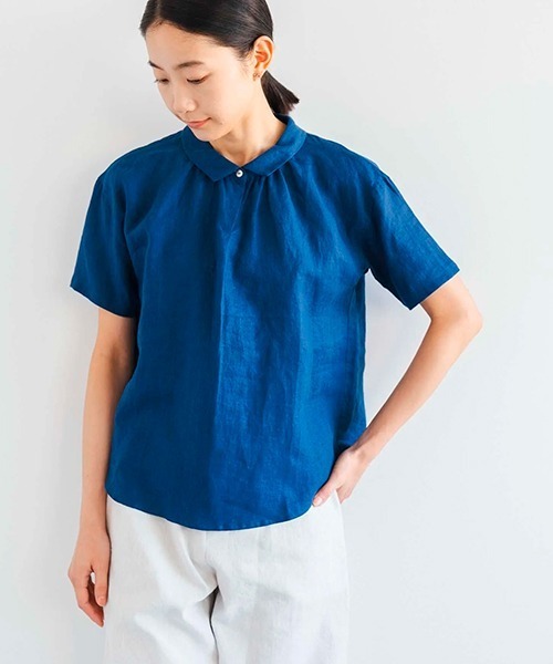 D(ディー)の「リネンのシンプルブラウス(シャツ/ブラウス・レディース・ブラック/ピンク/ホワイト/ライトグレー/ブルー/ネイビー・MEDIUM)」の4枚目の写真