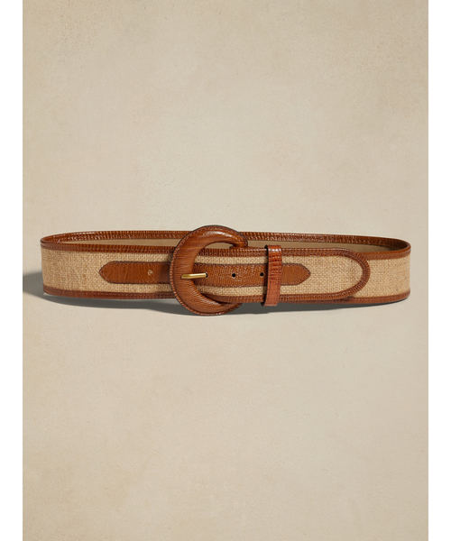 【セール】リヴィエラリネン + レザーベルト（ベルト）｜BANANA REPUBLIC（バナナリパブリック）