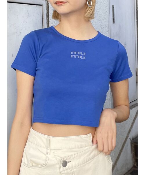MURUA（ムルーア）の「クリアmumuクロップトTシャツ（Tシャツ/カットソー・レディース・ブルー/ブラック/その他1/イエロー/ホワイト・FREE）」の4枚目の写真