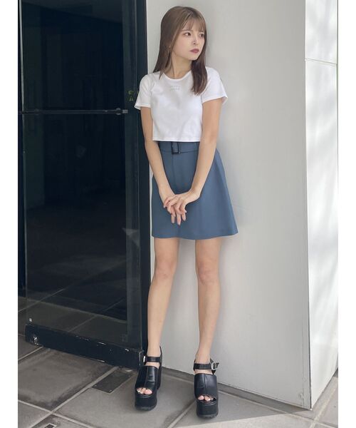 MURUA（ムルーア）の「クリアmumuクロップトTシャツ（Tシャツ/カットソー・レディース・ブルー/ブラック/その他1/イエロー/ホワイト・FREE）」の14枚目の写真