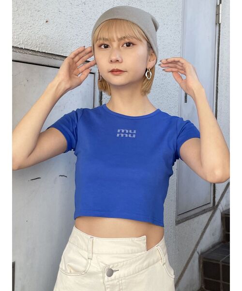 MURUA（ムルーア）の「クリアmumuクロップトTシャツ（Tシャツ/カットソー・レディース・ブルー/ブラック/その他1/イエロー/ホワイト・FREE）」の16枚目の写真
