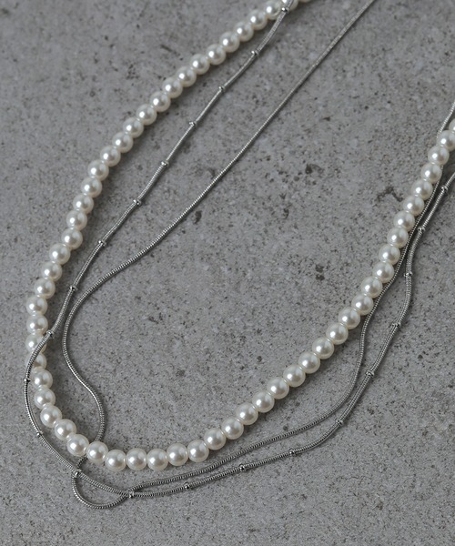 Kana（カナ）の「パール スネーク チェーン ３連 ネックレス 結婚式 パーティー デイリー（ネックレス・レディース・シルバー/ゴールド・フリー）」の11枚目の写真