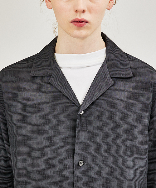 AH ABAHOUSE（エーエイチアバハウス）の「【AH ABAHOUSE / セットアップ対応】楊柳 オープンカラーシャツ（シャツ/ブラウス・メンズ・グレイッシュベージュ/ブラック/チャコールグレー/ダークグリーン・46/48）」の9枚目の写真