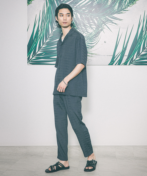 AH ABAHOUSE（エーエイチアバハウス）の「【AH ABAHOUSE / セットアップ対応】楊柳 オープンカラーシャツ（シャツ/ブラウス・メンズ・グレイッシュベージュ/ブラック/チャコールグレー/ダークグリーン・46/48）」の15枚目の写真