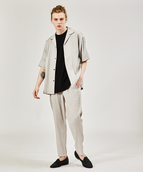 AH ABAHOUSE（エーエイチアバハウス）の「【AH ABAHOUSE / セットアップ対応】楊柳 オープンカラーシャツ（シャツ/ブラウス・メンズ・グレイッシュベージュ/ブラック/チャコールグレー/ダークグリーン・46/48）」の20枚目の写真