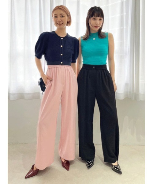 新品タグ付LILY BROWN×MARY QUANT デイジーリブニットトップス LILY BROWN×MARY QUANT】デイジー刺繍バックオープンリブニット