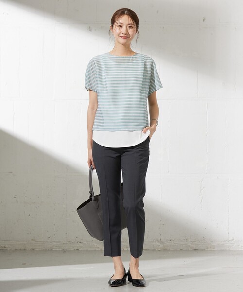 J.PRESS Ladies(J.プレス レディス)の「シアーボーダーツイン カットソー(Tシャツ/カットソー・レディース・ターコイズブルー系1/ブラウン系1/ネイビー系1・SMALL)」の5枚目の写真