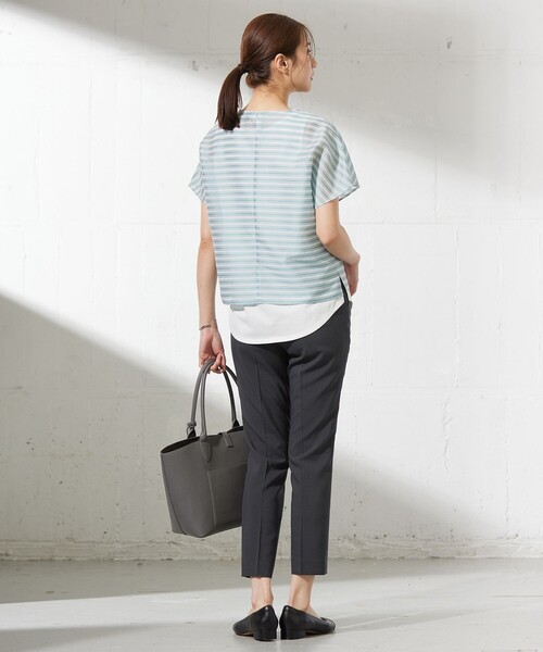 J.PRESS Ladies(J.プレス レディス)の「シアーボーダーツイン カットソー(Tシャツ/カットソー・レディース・ターコイズブルー系1/ブラウン系1/ネイビー系1・SMALL)」の6枚目の写真