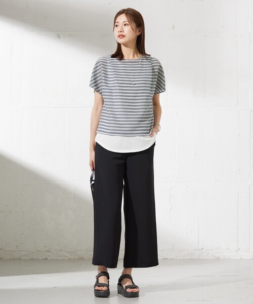 J.PRESS Ladies(J.プレス レディス)の「シアーボーダーツイン カットソー(Tシャツ/カットソー・レディース・ターコイズブルー系1/ブラウン系1/ネイビー系1・SMALL)」の7枚目の写真