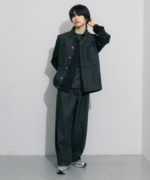 SENSE OF PLACE by URBAN RESEARCH（センスオブプレイスバイアーバンリサーチ）の「『セットアップ対応』 フラワーデニムワイドパンツ（デニムパンツ・メンズ・アイボリー/ブラック・MEDIUM/LARGE）」の8枚目の写真