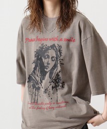 天竺 ピグメントプリントTシャツ