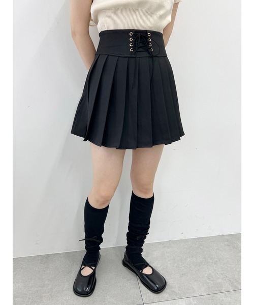 PHILLY（フィリー）の「【PHILLY】レースアッププリーツスカート（スカート・レディース・ブラック/グレー・FREE）」の3枚目の写真