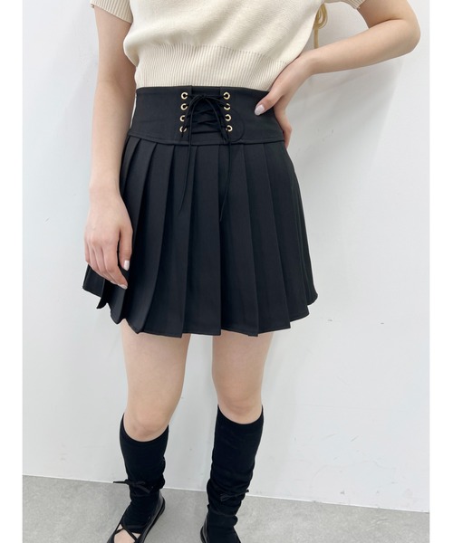 PHILLY（フィリー）の「【PHILLY】レースアッププリーツスカート（スカート・レディース・ブラック/グレー・FREE）」の4枚目の写真