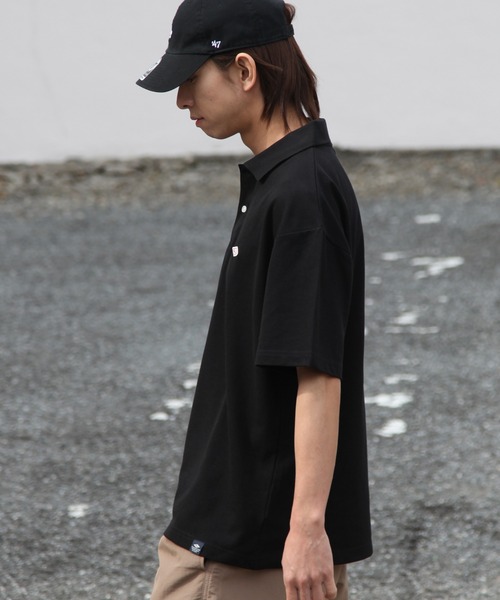 BALL(ボール)の「【BALL/ボール】鹿の子 ワンポイントワッペン付き 半袖ポロシャツ(ポロシャツ・メンズ・ダークブルー/ラベンダー/セージグリーン/ブラック/ネイビー/スミクロ/オフホワイト/杢グレー/モカ・M/LL/L)」の21枚目の写真