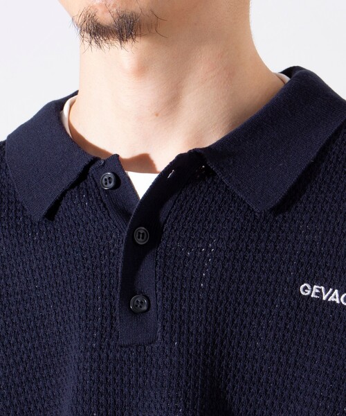 GEVACO（ゲバコ）の「【GEVACO/ゲバコ】コットン 透かし編み ニットポロシャツ シアートップス サマーニット（ポロシャツ・メンズ・アイボリー/ミント/グレイッシュベージュ/ネイビー・M/L）」の12枚目の写真