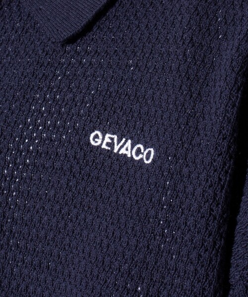 GEVACO（ゲバコ）の「【GEVACO/ゲバコ】コットン 透かし編み ニットポロシャツ シアートップス サマーニット（ポロシャツ・メンズ・アイボリー/ミント/グレイッシュベージュ/ネイビー・M/L）」の13枚目の写真