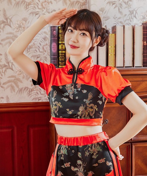Brightlele(ブライトララ)の「「 カンフーコスチューム 」 ハロウィン コスプレ 仮装 チャイナ服 チャイナ 可愛い 大人 女性(コスチューム/パーティーグッズ・レディース・ブラック/レッド・X-LARGE/LARGE/MEDIUM)」の8枚目の写真