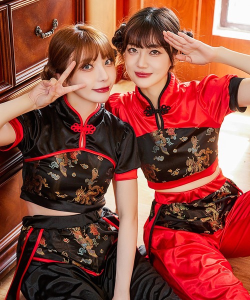 Brightlele(ブライトララ)の「「 カンフーコスチューム 」 ハロウィン コスプレ 仮装 チャイナ服 チャイナ 可愛い 大人 女性(コスチューム/パーティーグッズ・レディース・ブラック/レッド・X-LARGE/LARGE/MEDIUM)」の9枚目の写真