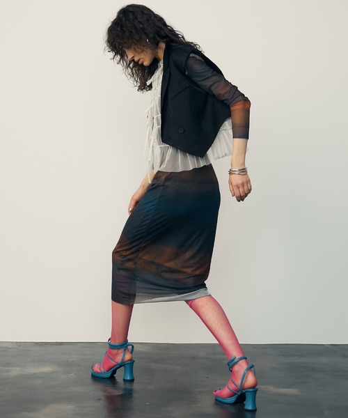 Art Design Sheer Dress / アートデザインシアーワンピース【uyu