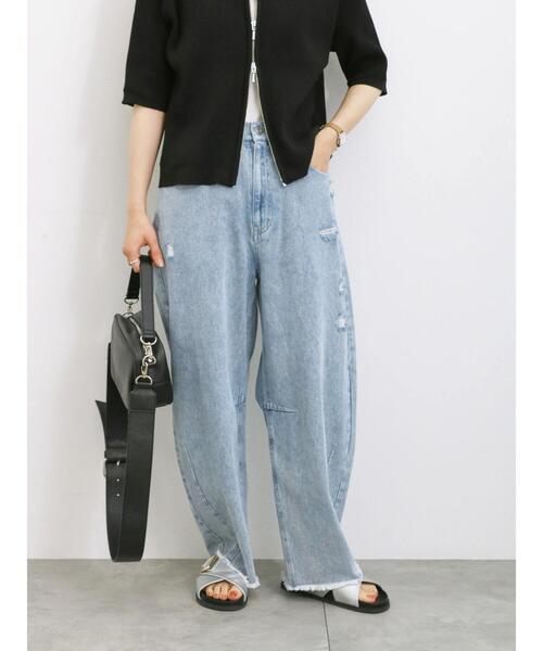 Samansa Mos2 blue(サマンサモスモスブルー)の「◎カーブデニムパンツ(デニムパンツ・レディース・サックスブルー/ネイビー・F)」の2枚目の写真