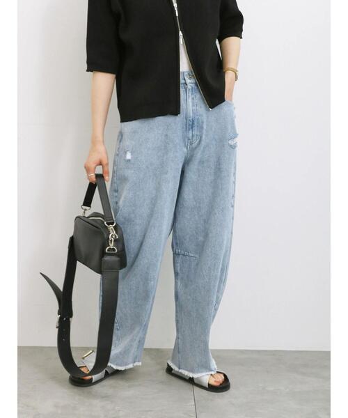 Samansa Mos2 blue(サマンサモスモスブルー)の「◎カーブデニムパンツ(デニムパンツ・レディース・サックスブルー/ネイビー・F)」の5枚目の写真