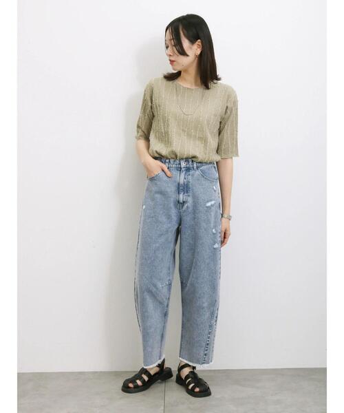 Samansa Mos2 blue(サマンサモスモスブルー)の「◎カーブデニムパンツ(デニムパンツ・レディース・サックスブルー/ネイビー・F)」の9枚目の写真