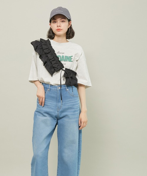 ROPE' PICNIC（ロペピクニック）の「オーバーサイズロックTシャツ/リンクコーデ（Tシャツ/カットソー・レディース・オフホワイト/チャコールグレー/グレー系その他・38）」の6枚目の写真