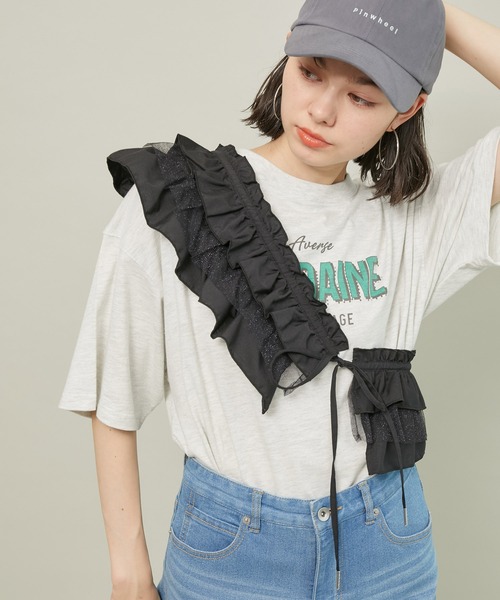 ROPE' PICNIC（ロペピクニック）の「オーバーサイズロックTシャツ/リンクコーデ（Tシャツ/カットソー・レディース・オフホワイト/チャコールグレー/グレー系その他・38）」の7枚目の写真