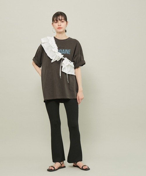 ROPE' PICNIC（ロペピクニック）の「オーバーサイズロックTシャツ/リンクコーデ（Tシャツ/カットソー・レディース・オフホワイト/チャコールグレー/グレー系その他・38）」の9枚目の写真