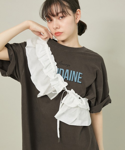 ROPE' PICNIC（ロペピクニック）の「オーバーサイズロックTシャツ/リンクコーデ（Tシャツ/カットソー・レディース・オフホワイト/チャコールグレー/グレー系その他・38）」の5枚目の写真
