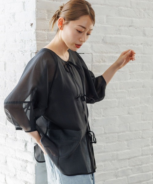 LAKOLE（ラコレ）の「2WAYリボンアップブラウス / 129991（シャツ/ブラウス・レディース・グレー/ブラック/ピンク/ベージュ・FREE）」の17枚目の写真